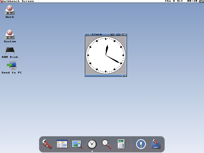 Workbench with OpenDock along the bottom, dark look